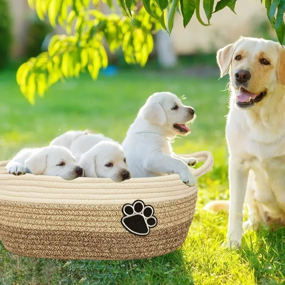 DOG TOY ORGANIZER STORAGE BIN WOVEN PET LAUNDRY BASKET SIZE SMALL NWT